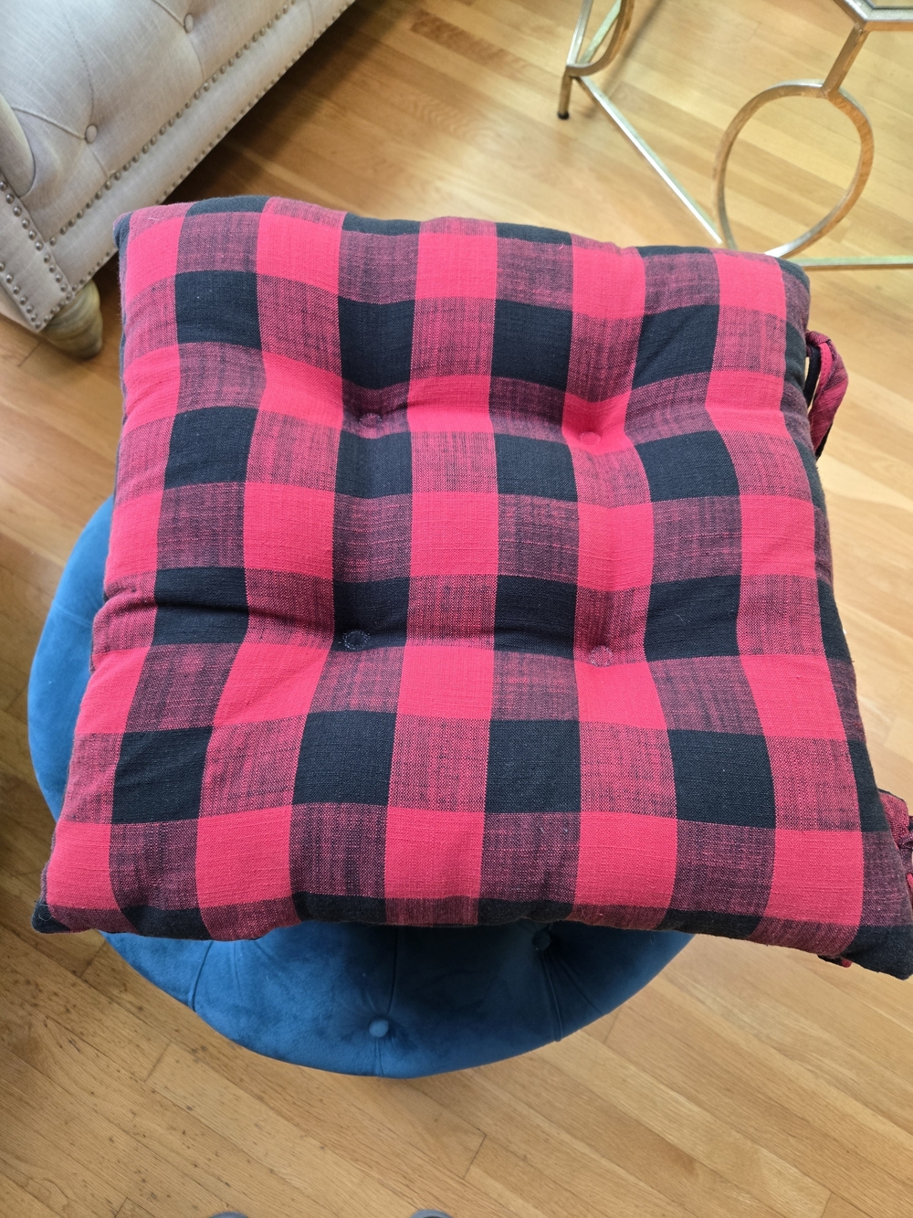 Red and Black Buffalo Check Chair Pad SET - 5 TOTAL